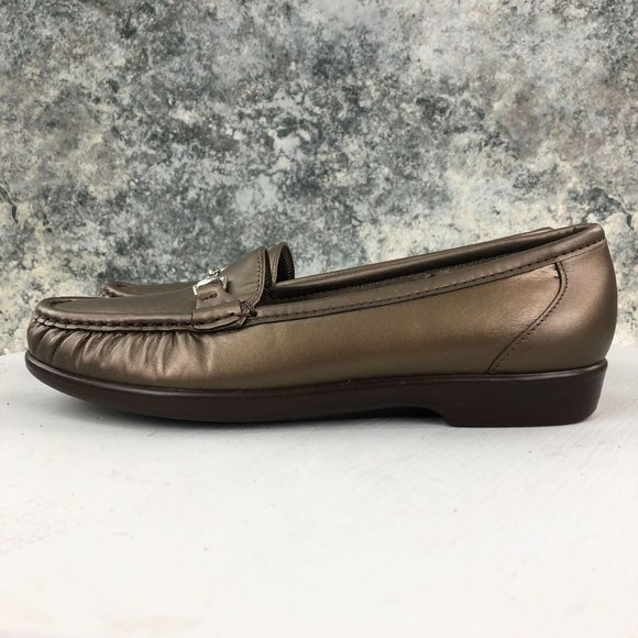 SAS Women's Size 7.5N Bronze Leather Comfort Slip On Closed Toe Loafers USA - Picture 5 of 12